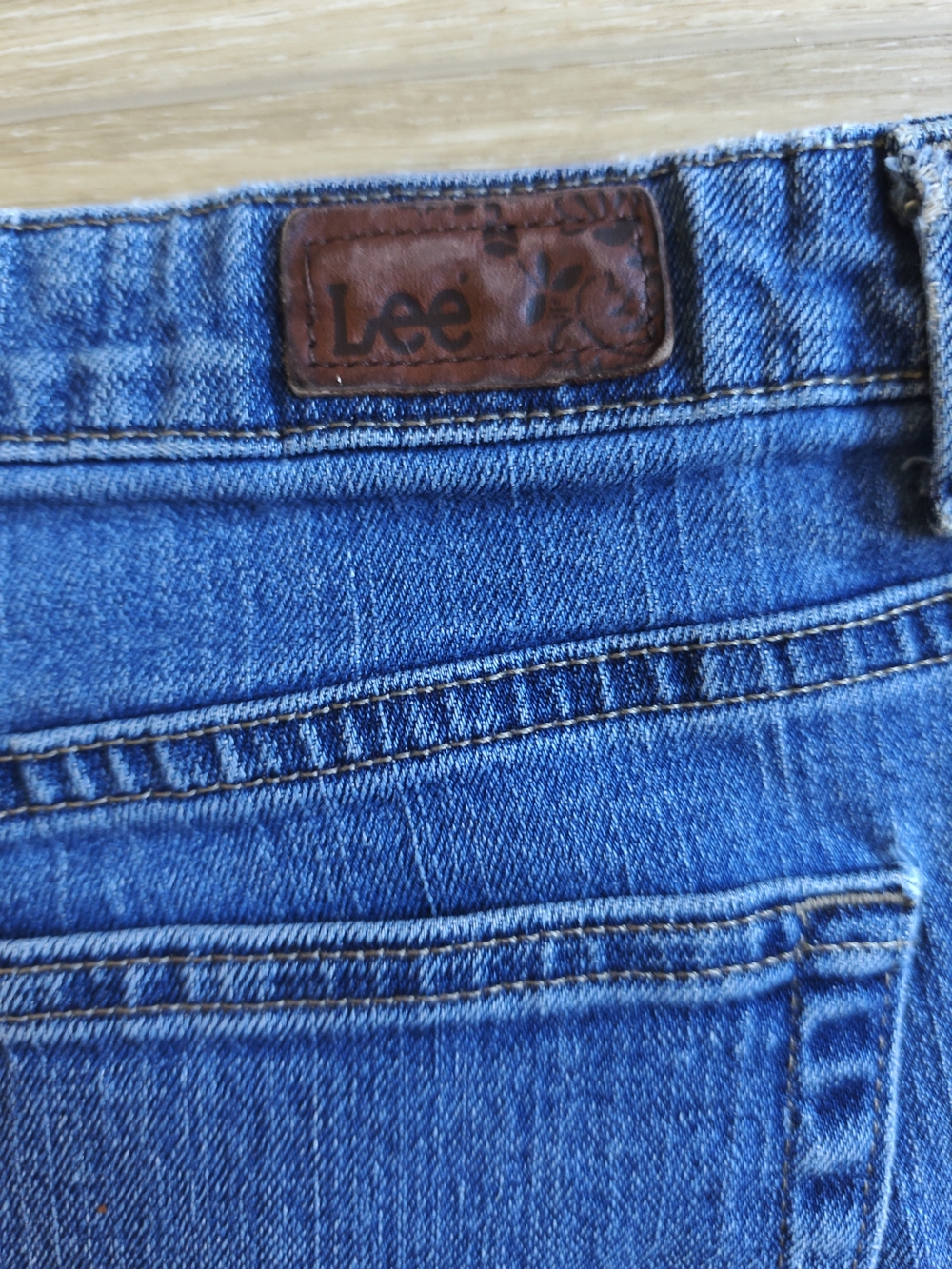 Lee Denim Natural Bootcut Cutoff Shorts with Colorful Embroidered Trim - Picture 2 of 6